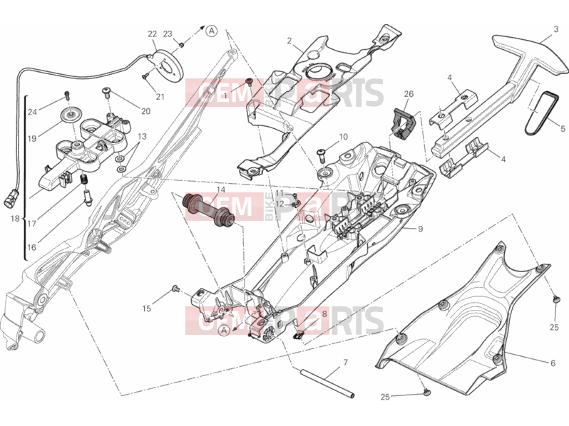 DUCATI 2013 Diavel WHITE STRIPE REAR FRAME COMP. » FRAME