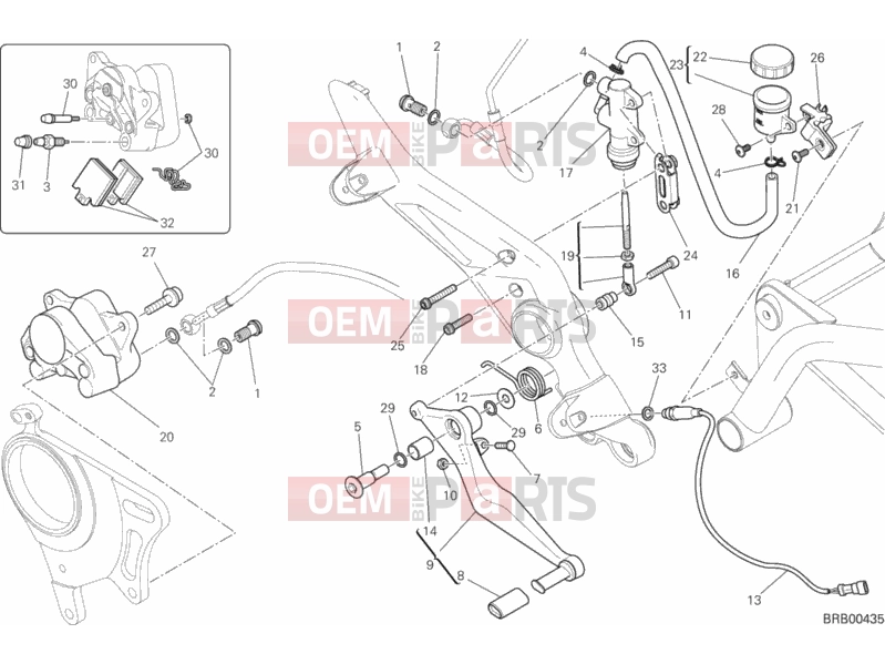 DUCATI 2013 HYPERSTRADA REAR BRAKE SYSTEM » BRAKING SYSTEM