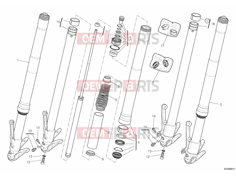 DUCATI 2012 Multistrada 1200 FRONT FORK » FRONT SUSPENSION