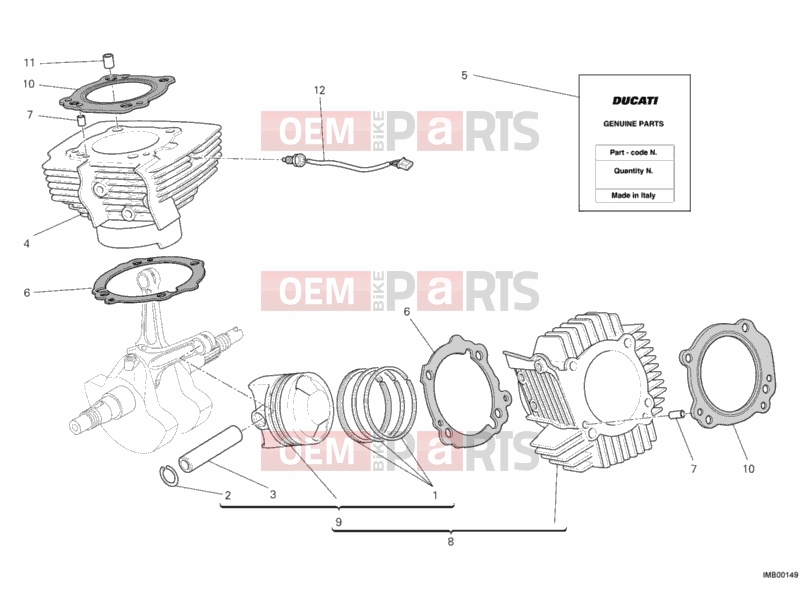 DUCATI 2012 Monster 796 ABS CYLINDER - PISTON » ENGINE CASE