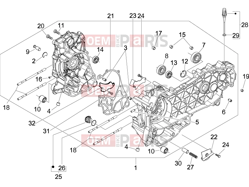 Engine » Crankcase - Piaggio Beverly 125 2005
