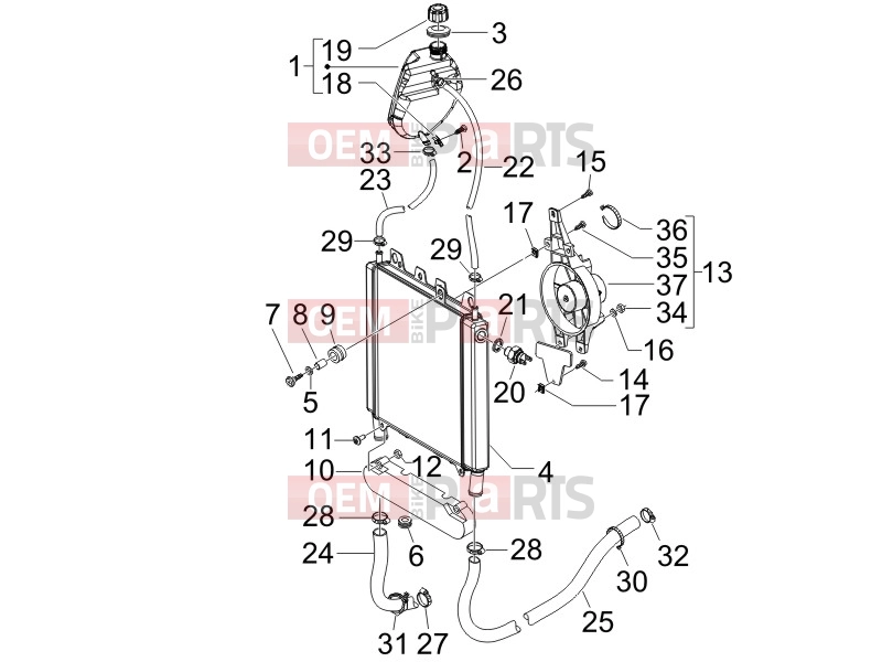 Frame - Plastic parts - Coachwork » Cooling system - Piaggio Beverly 125 2007