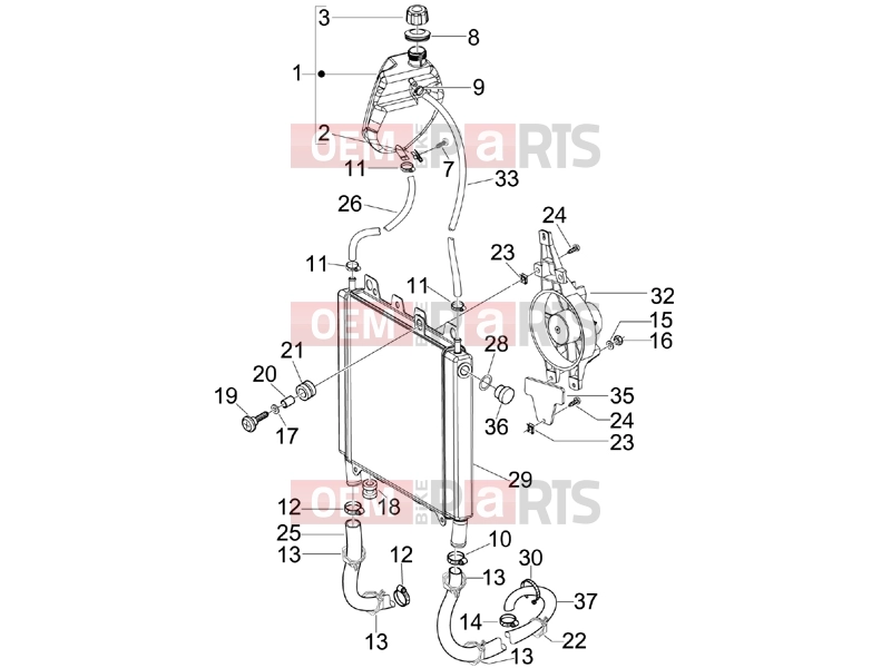 Frame - Plastic parts - Coachwork » Cooling system - Piaggio Beverly 250 Cruiser 2007