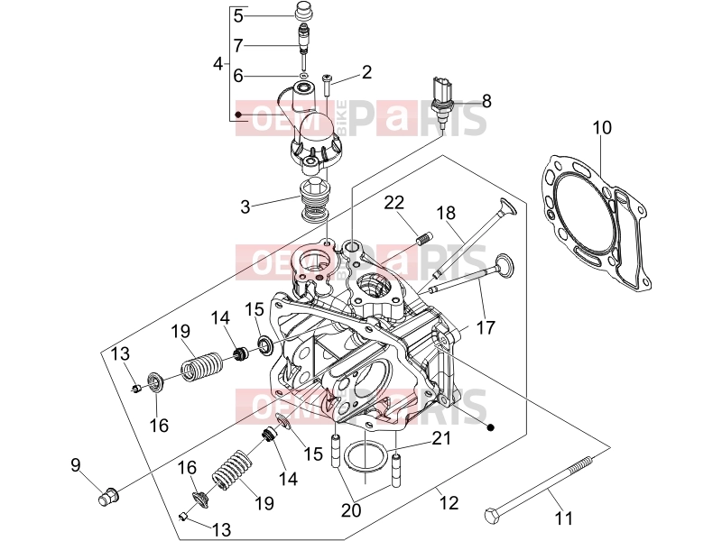PIAGGIO Beverly 250 Cruiser Engine » Head unit - Valve