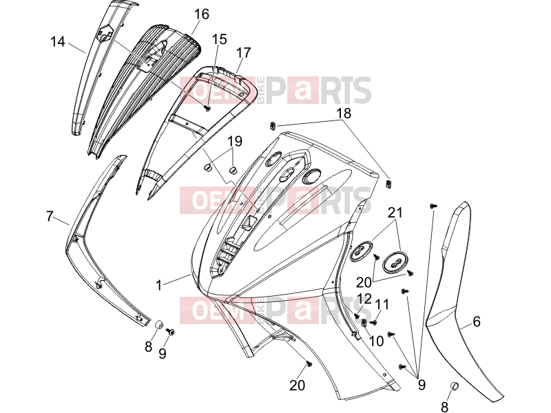 Frame - Plastic parts - Coachwork » Front shield - Piaggio Beverly 250 Cruiser 2009