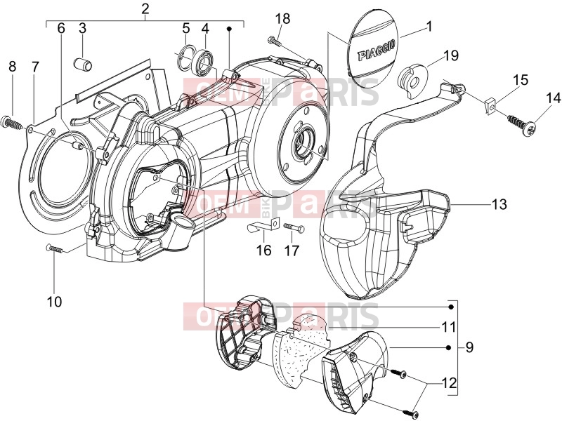 PIAGGIO Beverly 250 Engine » Crankcase cover - Crankcase cooling