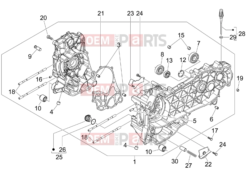 Engine » Crankcase - Piaggio Beverly 250 ie 2007