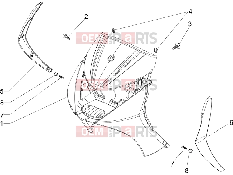 Frame - Plastic parts - Coachwork » Front shield - Piaggio Beverly 250 ie 2007