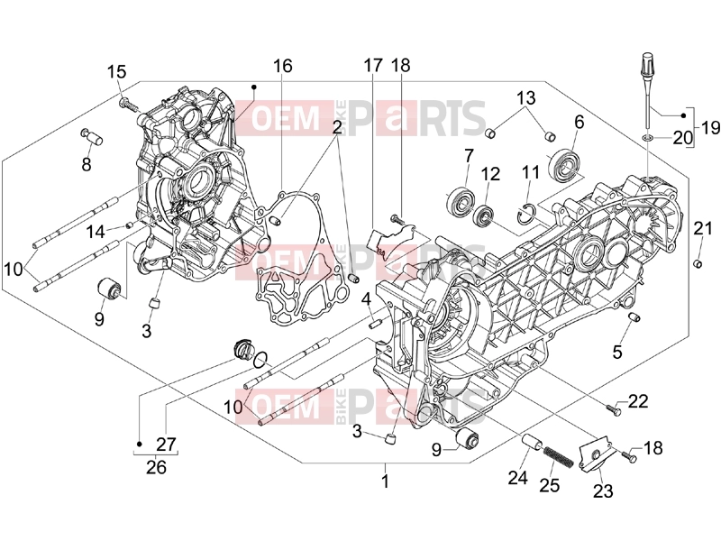 Engine » Crankcase - Piaggio Beverly 250 Tourer 2008
