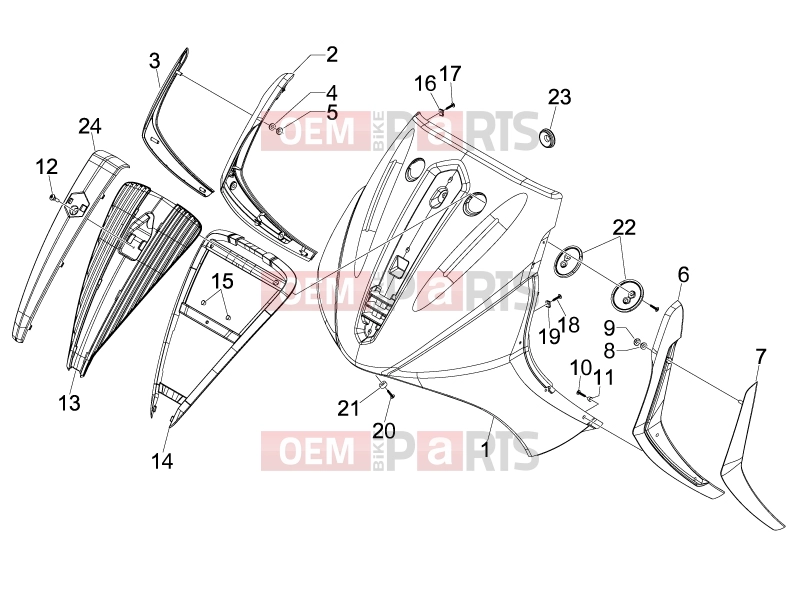 Frame - Plastic parts - Coachwork » Front shield - Piaggio Beverly 250 Tourer 2008