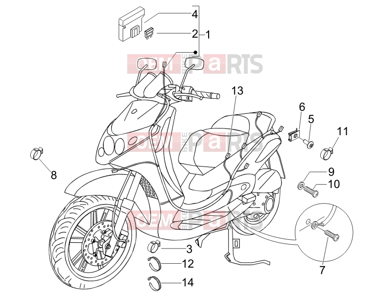Electrical system » Main cable harness - Piaggio BV 250 (U.S.A.) 2006