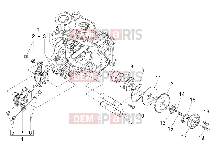 Engine » Rocking levers support unit - Piaggio BV 250 (U.S.A.) 2008
