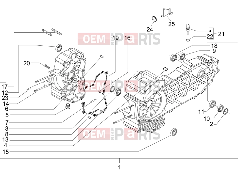 Engine » Crankcase - Piaggio BV 500 ( USA / CA ) 2005