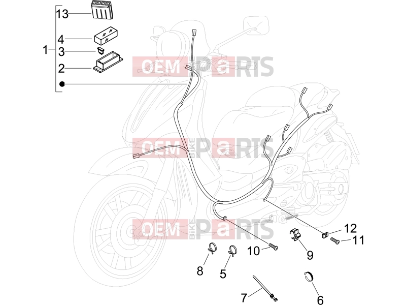 Electrical system » Main cable harness - Piaggio BV 500 ( USA / CA ) 2005