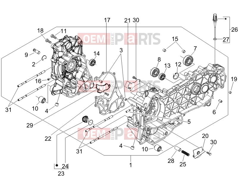 Engine » Crankcase - Piaggio Carnaby 200 2007