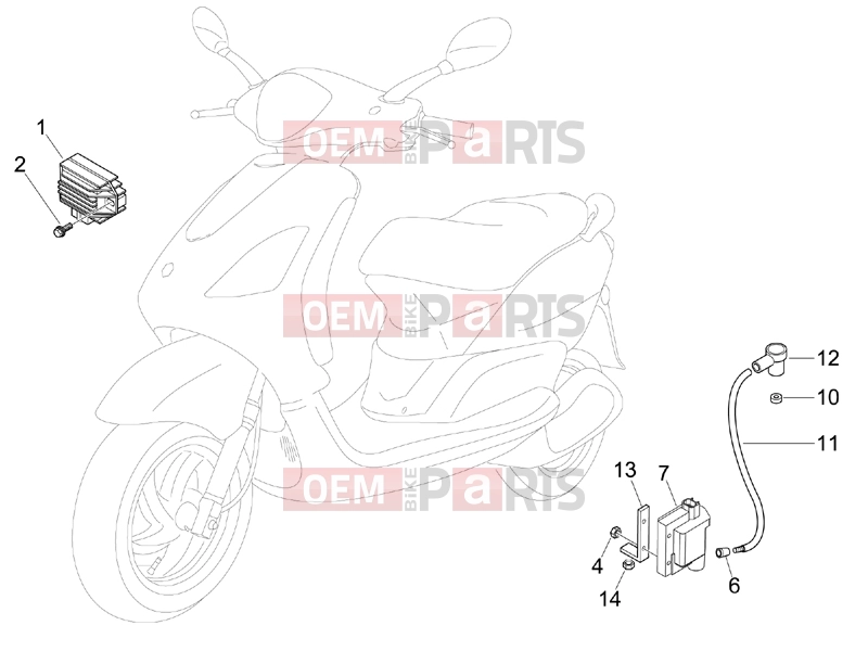 Electrical system » Voltage Regulators - Electronic Control Units (ecu) - H.T. Coil - Piaggio Fly 100 2006
