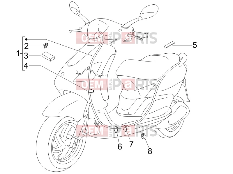 Electrical system » Main cable harness - Piaggio Fly 100 2007