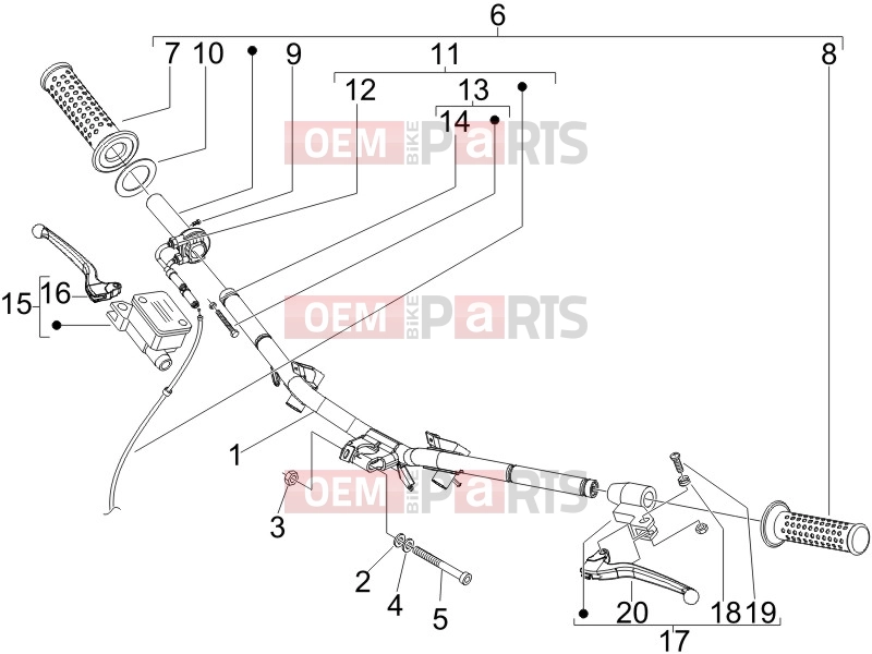PIAGGIO Fly 100 Handlebars/Steering » Handlebars - Master cil.