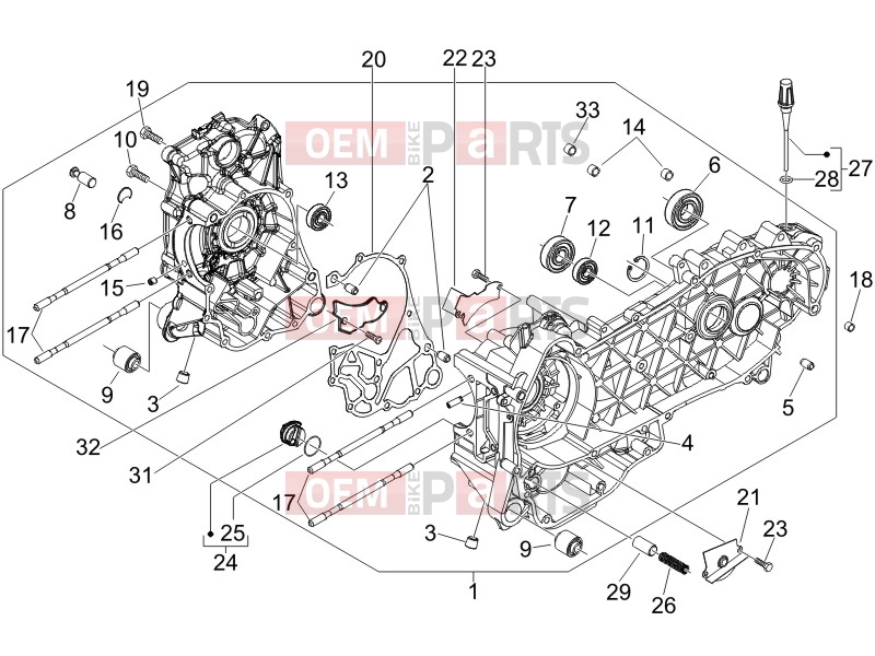 Engine » Crankcase - Piaggio Fly 125 2010
