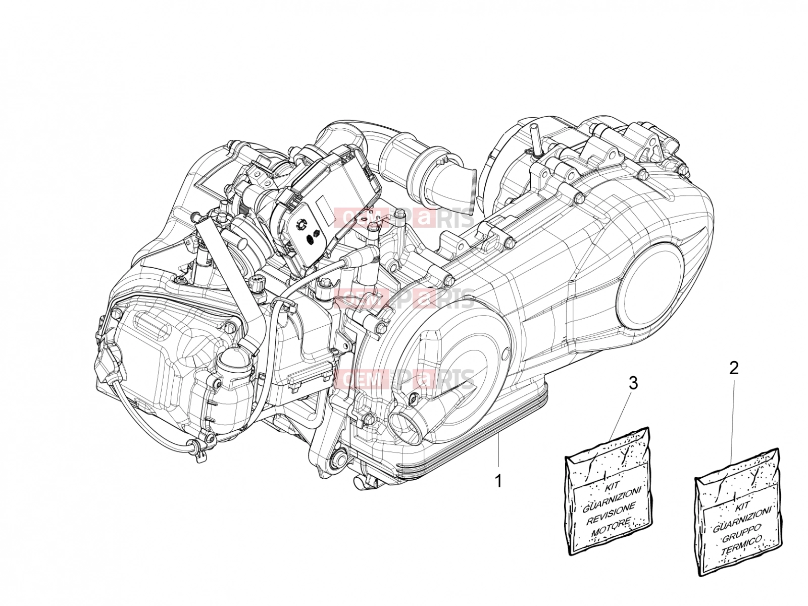 Engine » Engine, assembly - Piaggio Fly 125 4T/3V ie 2012