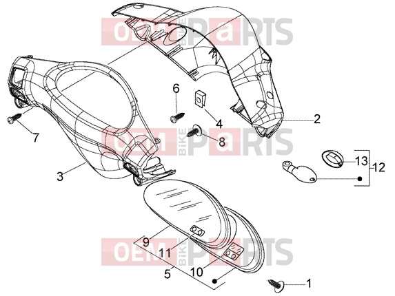 Handlebars » Speedometer kms.-handlebar covers - Piaggio Fly 150 (U.S.A.)