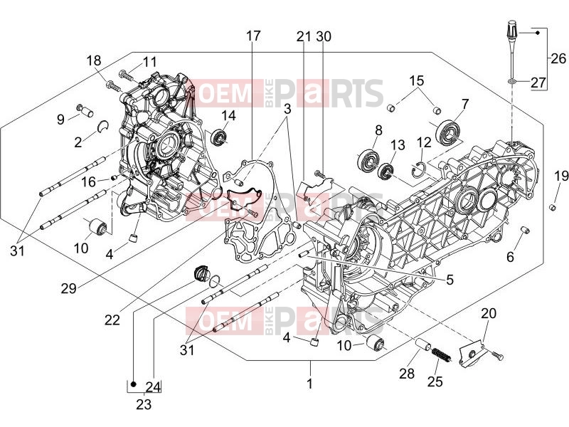 Engine » Crankcase - Piaggio Fly 150 2006