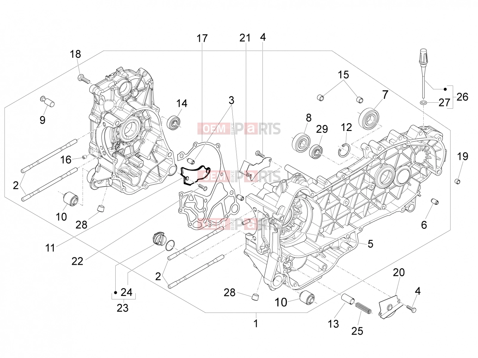 Engine » Crankcase - Piaggio Fly 150 2009