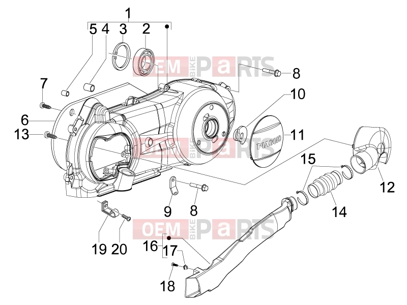 Engine » Crankcase cover - Crankcase cooling - Piaggio Fly 150 2012