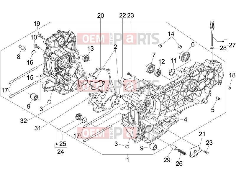 Engine » Crankcase - Piaggio Fly 150 2011