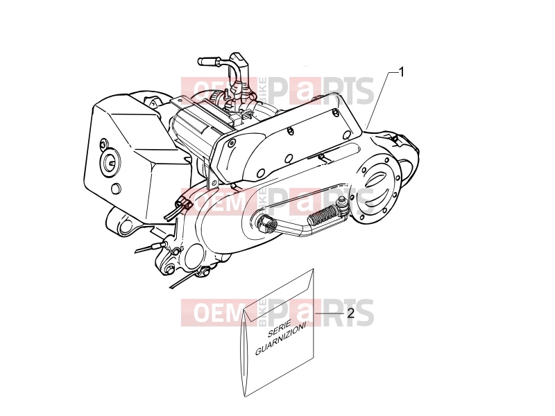 Engine » Engine, assembly - Piaggio Fly 50 2T 2005