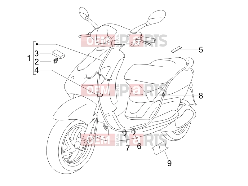 Electrical system » Main cable harness - Piaggio Fly 50 2T 2005