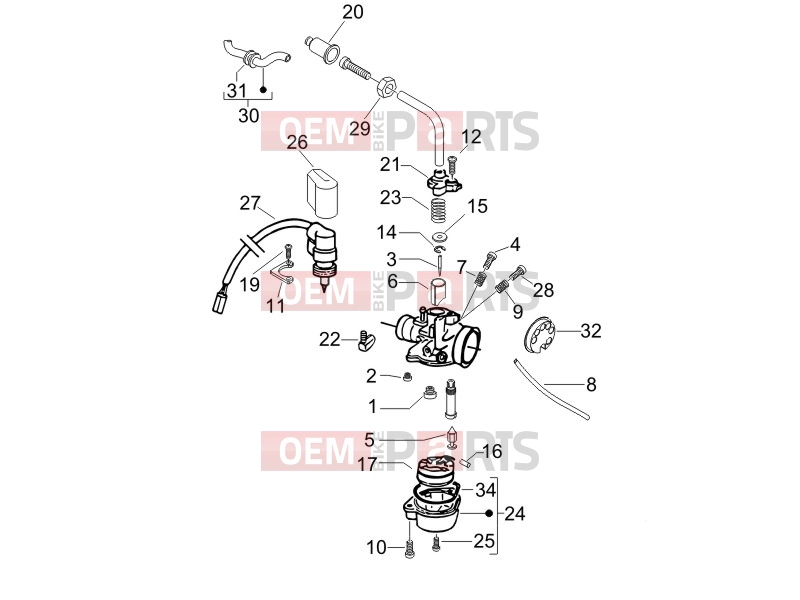 Engine » Carburetor's components - Piaggio Fly 50 2T 2007