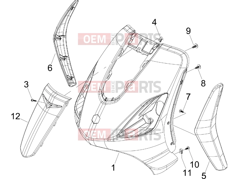 Frame - Plastic parts - Coachwork » Front shield - Piaggio Fly 50 2T 2007