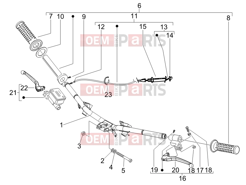 Handlebars/Steering » Handlebars - Master cil. - Piaggio Fly 50 2T 2010
