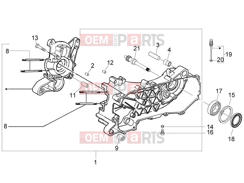 Engine » Crankcase - Piaggio Fly 50 2T 2011