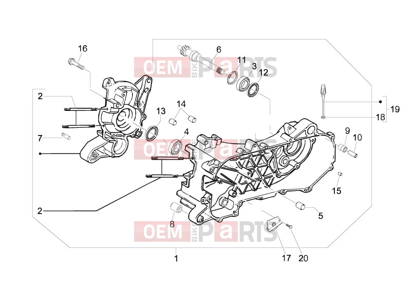 Engine » Crankcase - Piaggio Fly 50 4T 2005