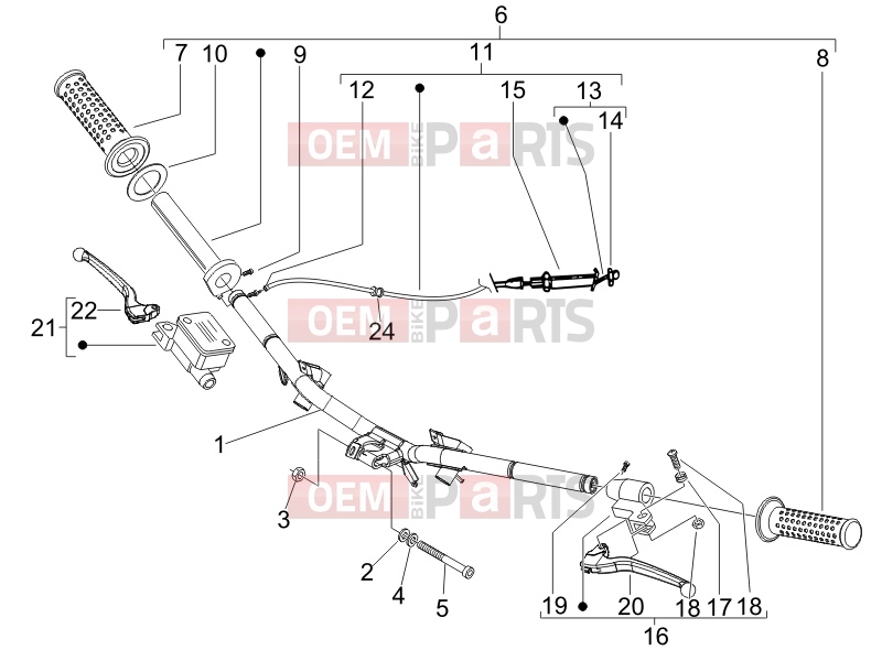 Handlebars/Steering » Handlebars - Master cil. - Piaggio Fly 50 4T 2006