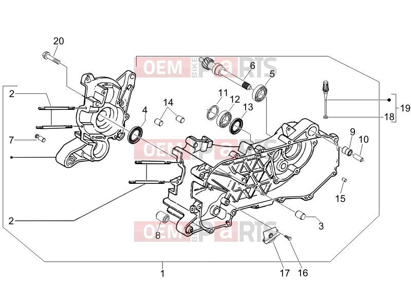 Engine » Crankcase - Piaggio Fly 50 4T 2012