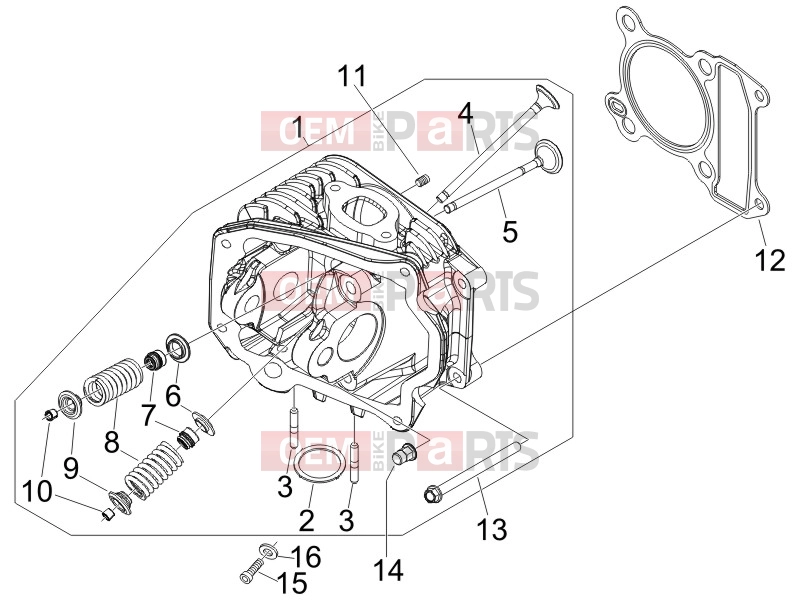 Engine » Head unit - Valve - Piaggio Fly 50 4T 2V 2014