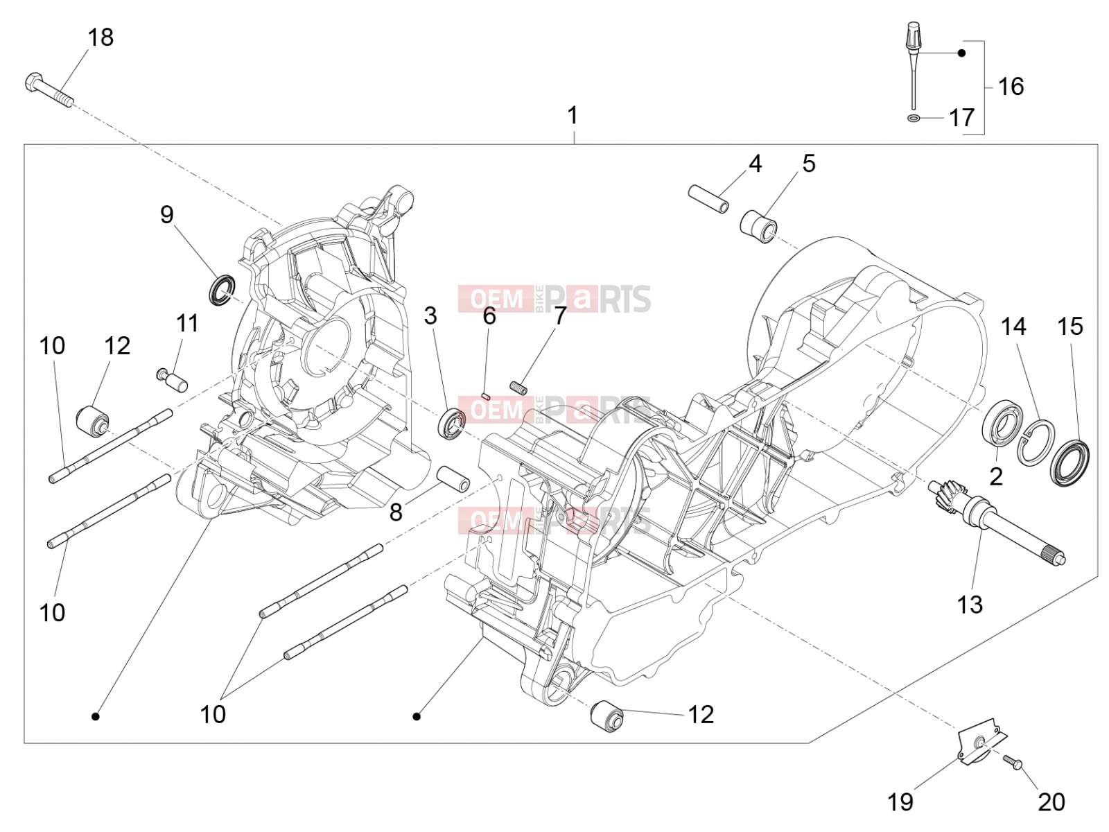 Engine » Crankcase - Piaggio Fly 50 4T 2V 2018