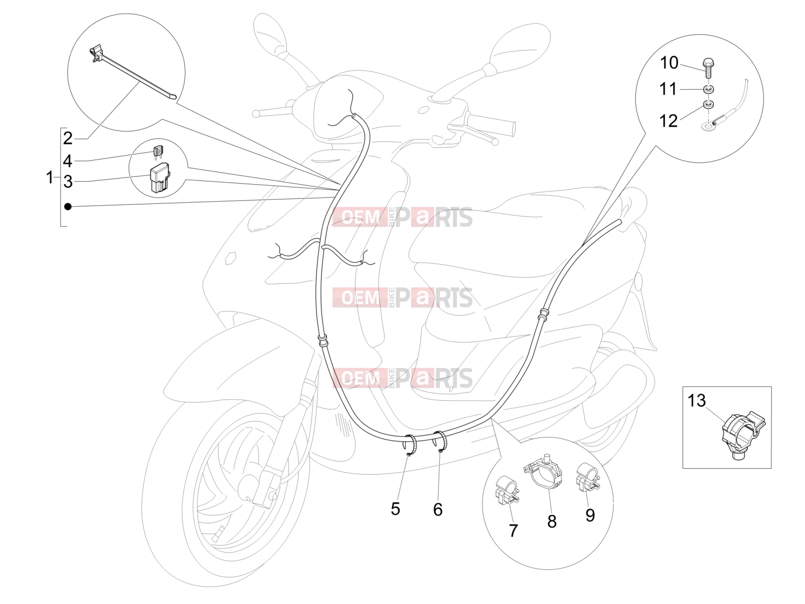 Electrical system » Main cable harness - Piaggio Fly 50 4T 2V 2018