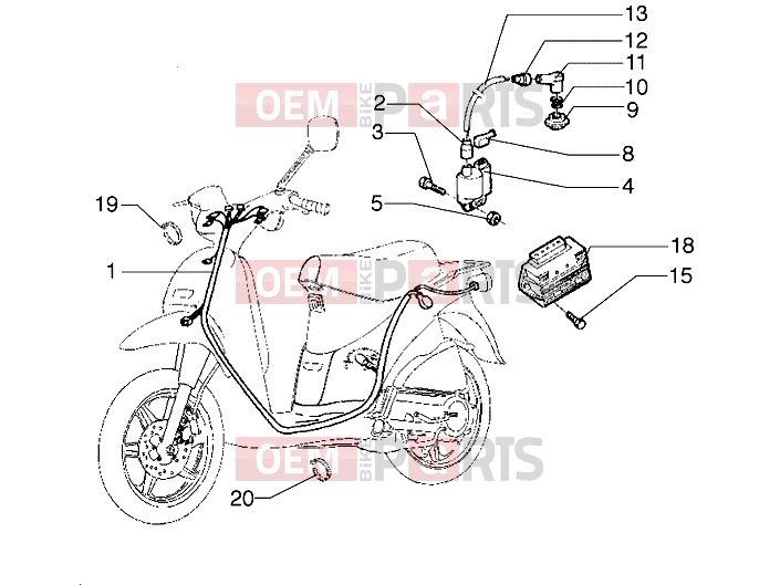 Electrical system » Electrical devices - Piaggio Free 100