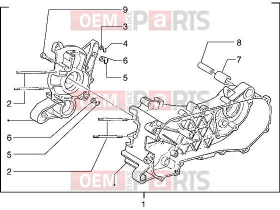 Engine » Crankcase - Piaggio Hexagon 125