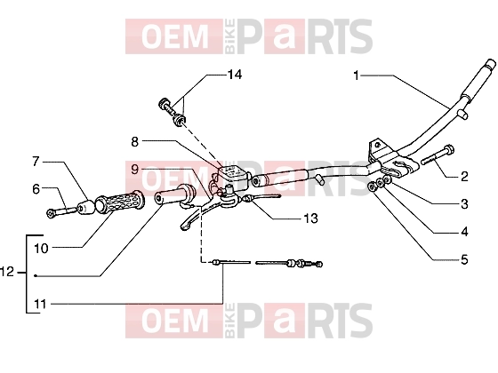 Handlebars » Handlebars component parts - Piaggio Hexagon 150