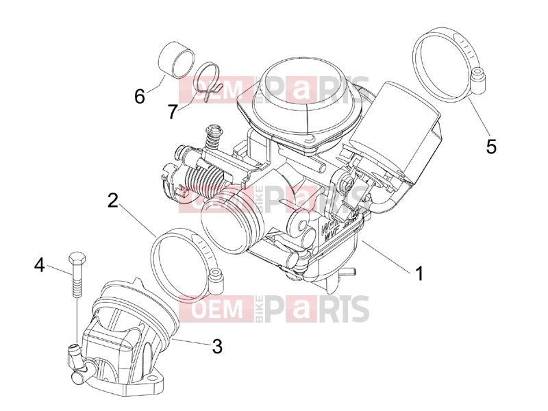 Engine » Carburettor, assembly - Union pipe - Piaggio MP3 125 2006
