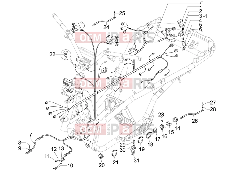 PIAGGIO MP3 250 ie LT Electrical system » Main cable harness