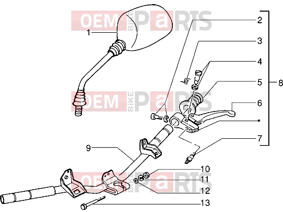 Handlebars » Handlebars component parts - Piaggio NRG MC2
