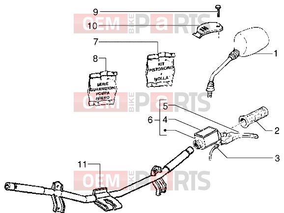 Handlebars » Handlebars component parts - Piaggio NRG MC2