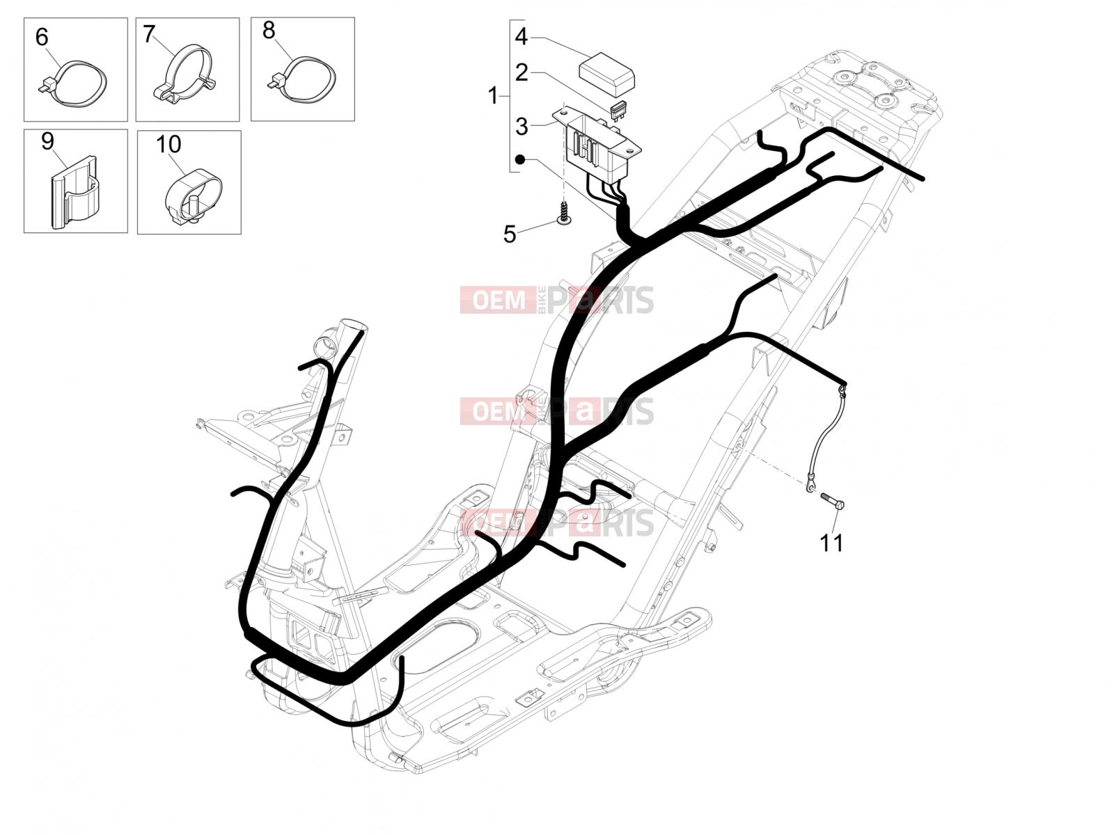 Electrical system » Main cable harness - Piaggio NRG Power DD 2010