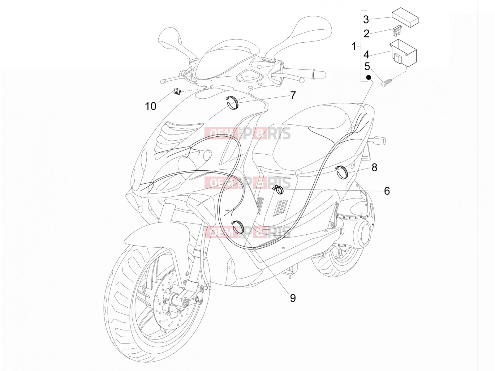 Electrical system » Main cable harness - Piaggio NRG Power DD 2014